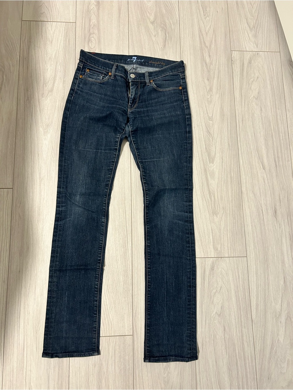 7 For All Mankind Dark Indigo Slim Straight Jeans